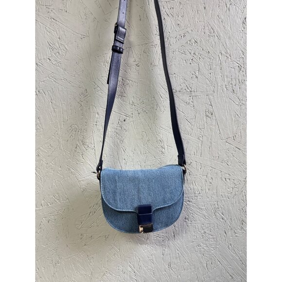 On 34th Holmme denim small saddle crossbody bag - Blue - Picture 8 of 10